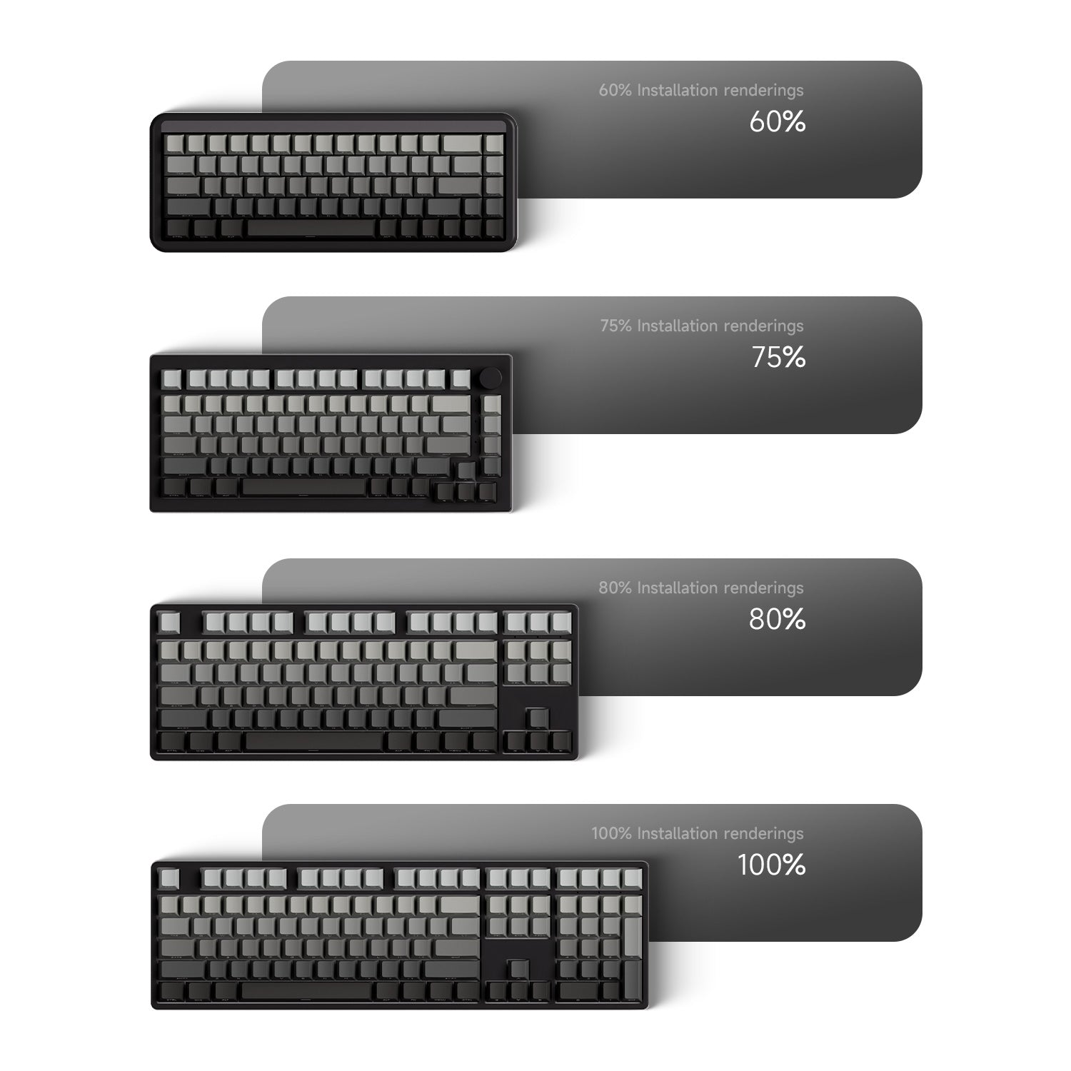 Black Gradient Keycap Set Wide Compatibility