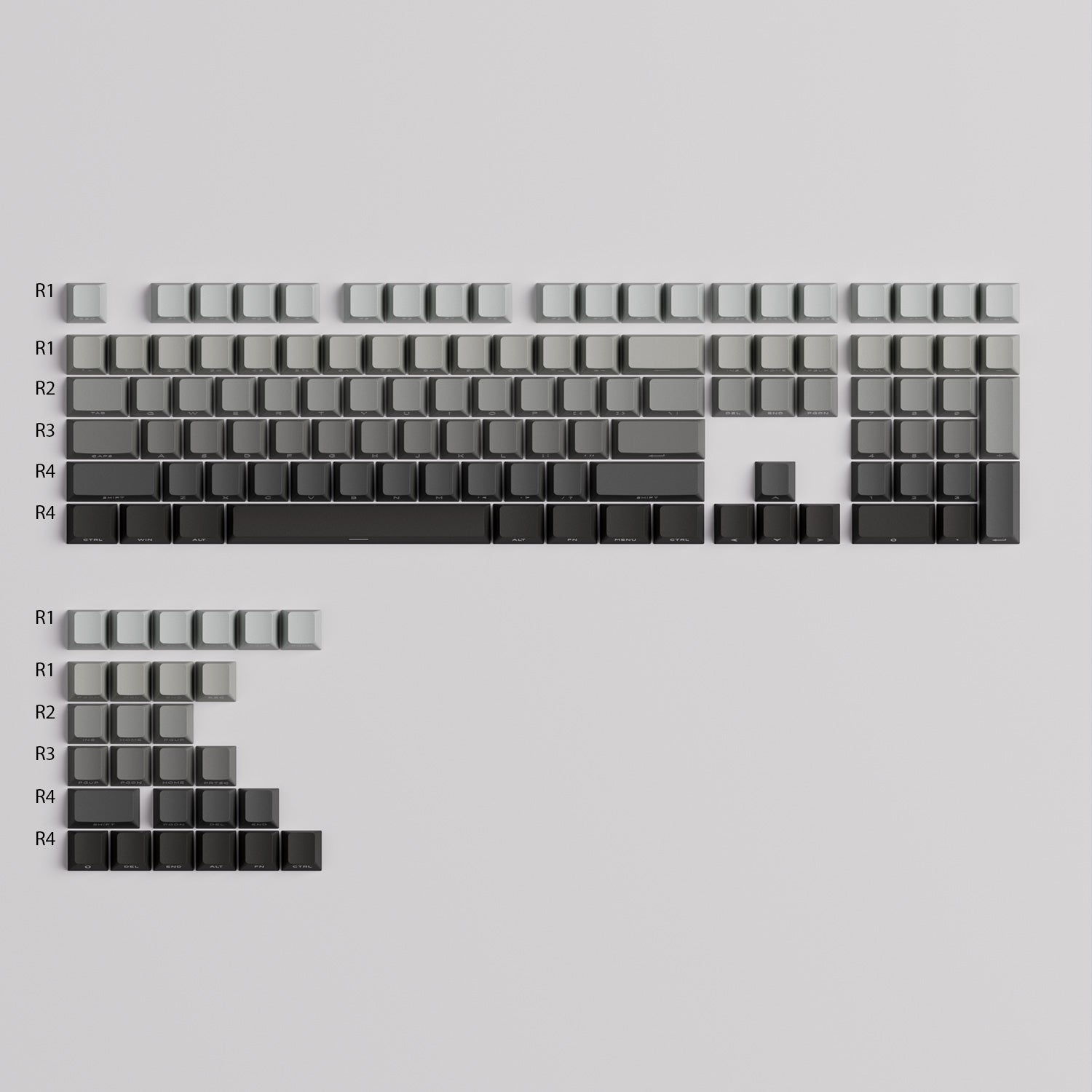 Black Gradient Keycap Set Row Height