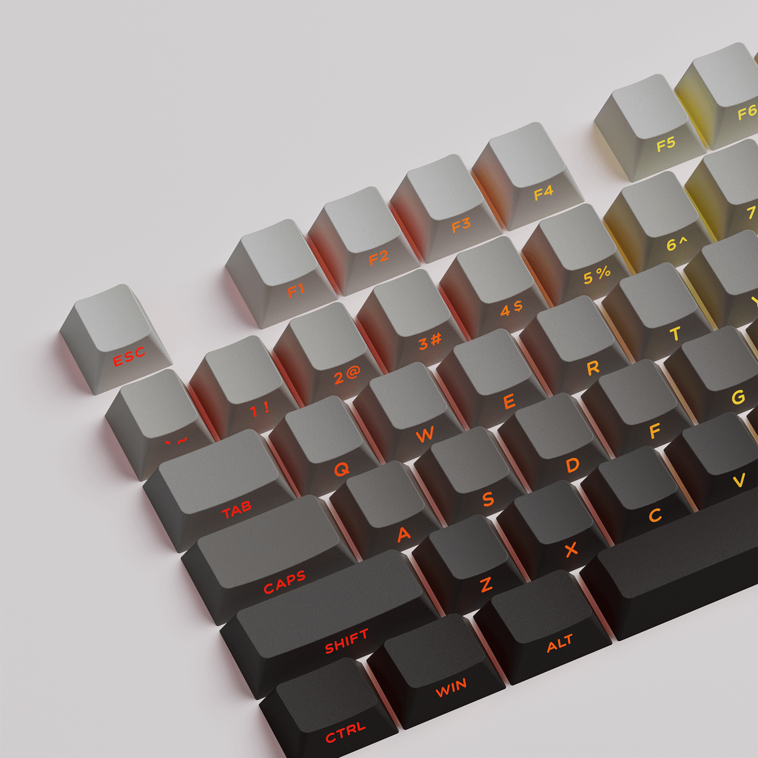 Veekos Black Gradient Keycap Set Shine Through Side Printed Keycaps