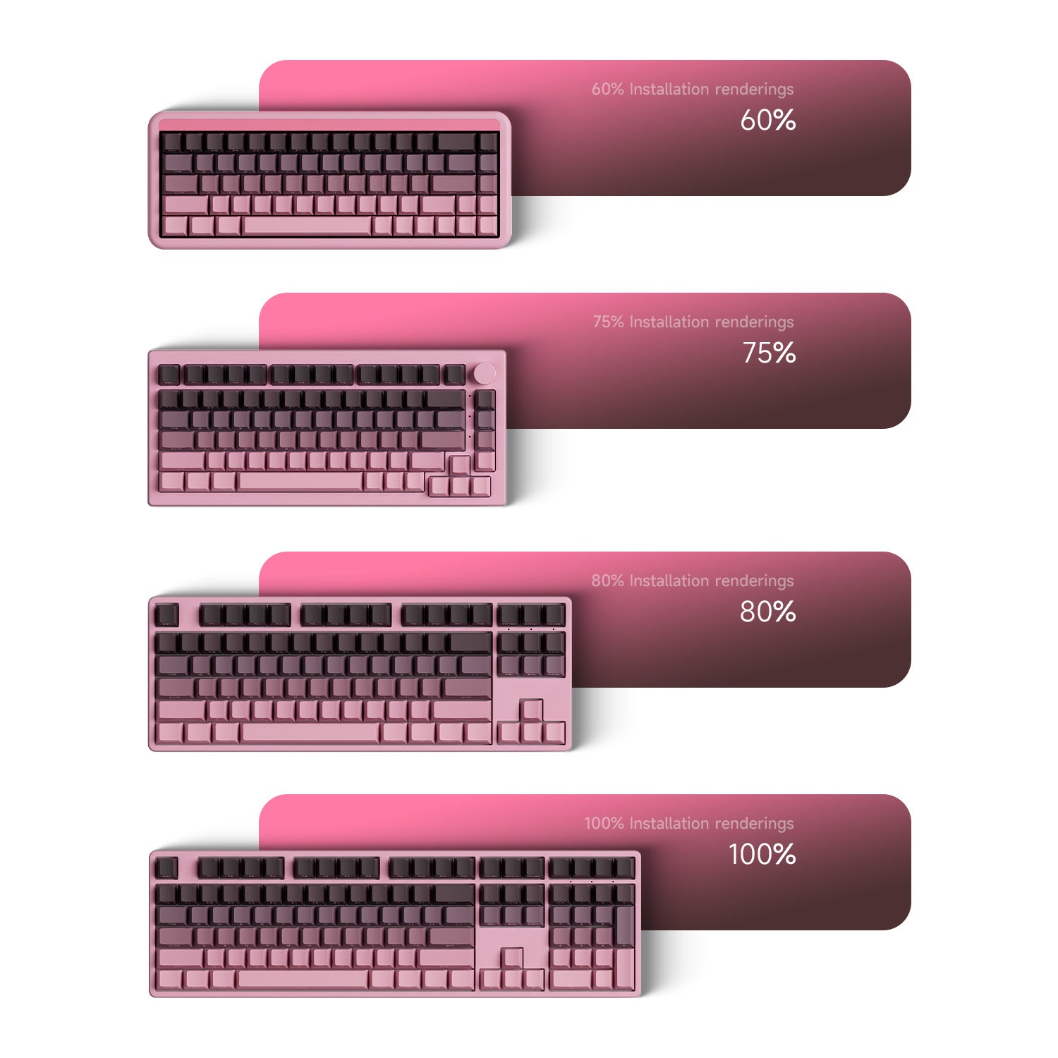 Black & Pink Gradient Keycap Set Wide Layout Compatibility
