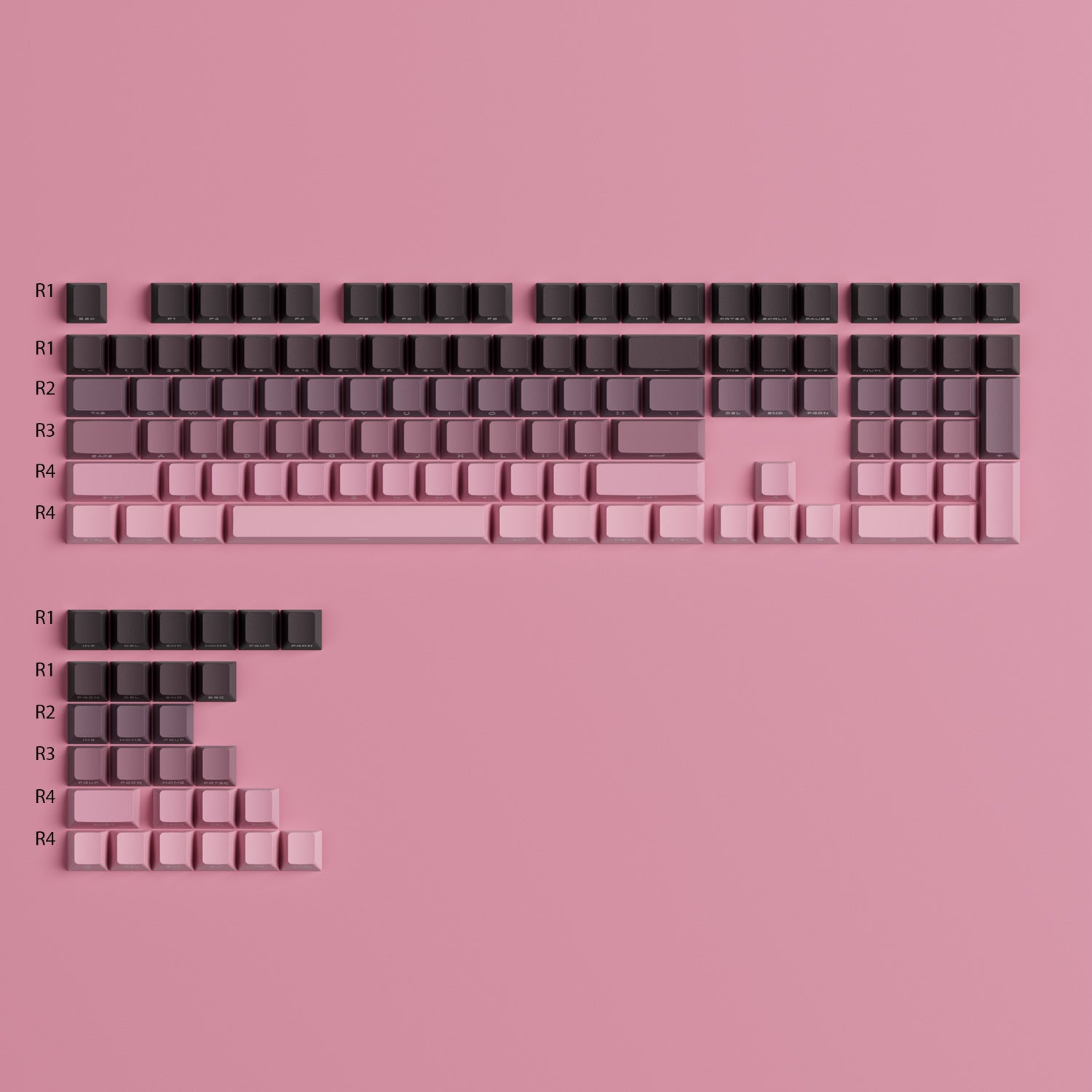 Black & Pink Gradient Keycap Set Row Height
