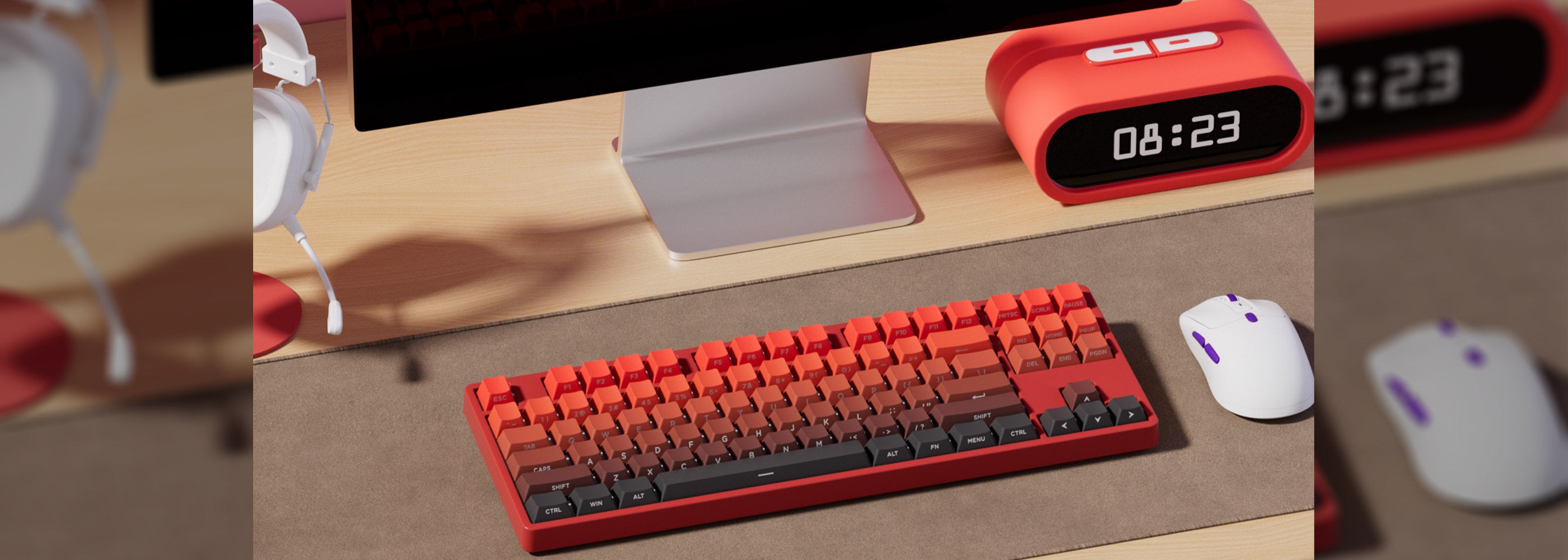 Veekos Blaze Gradient Keycap Set Install on the Keyboard