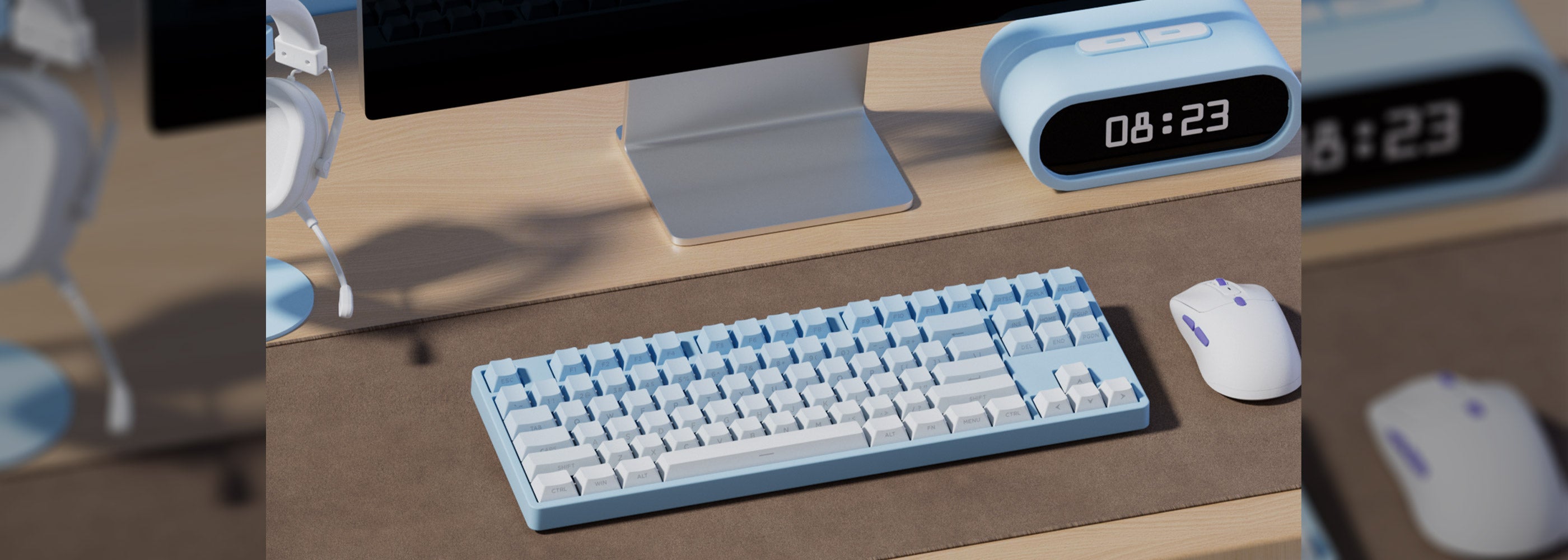 Veekos Blue Gradient Keycap Set Install on the Keyboard