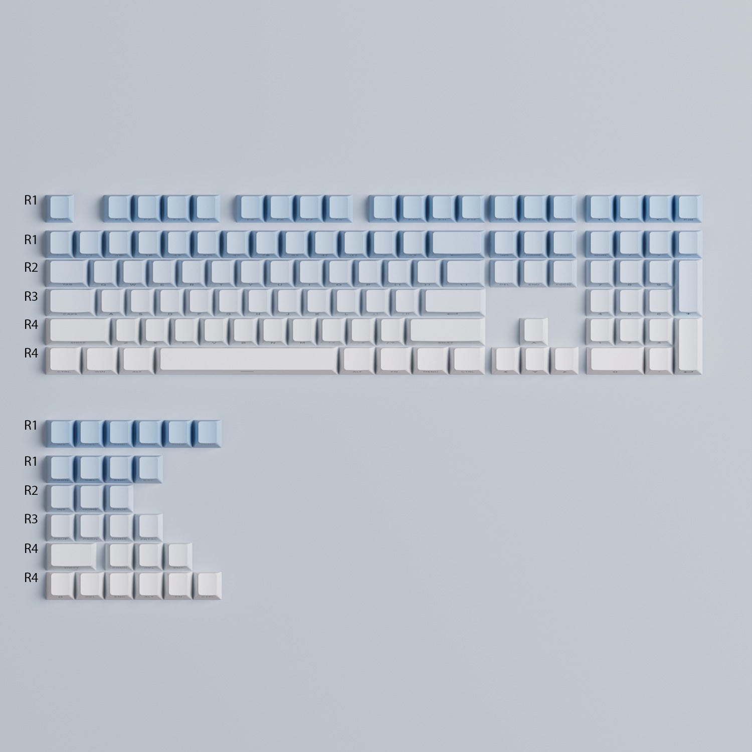 Veekos Blue Gradient Keycap Set Row Height