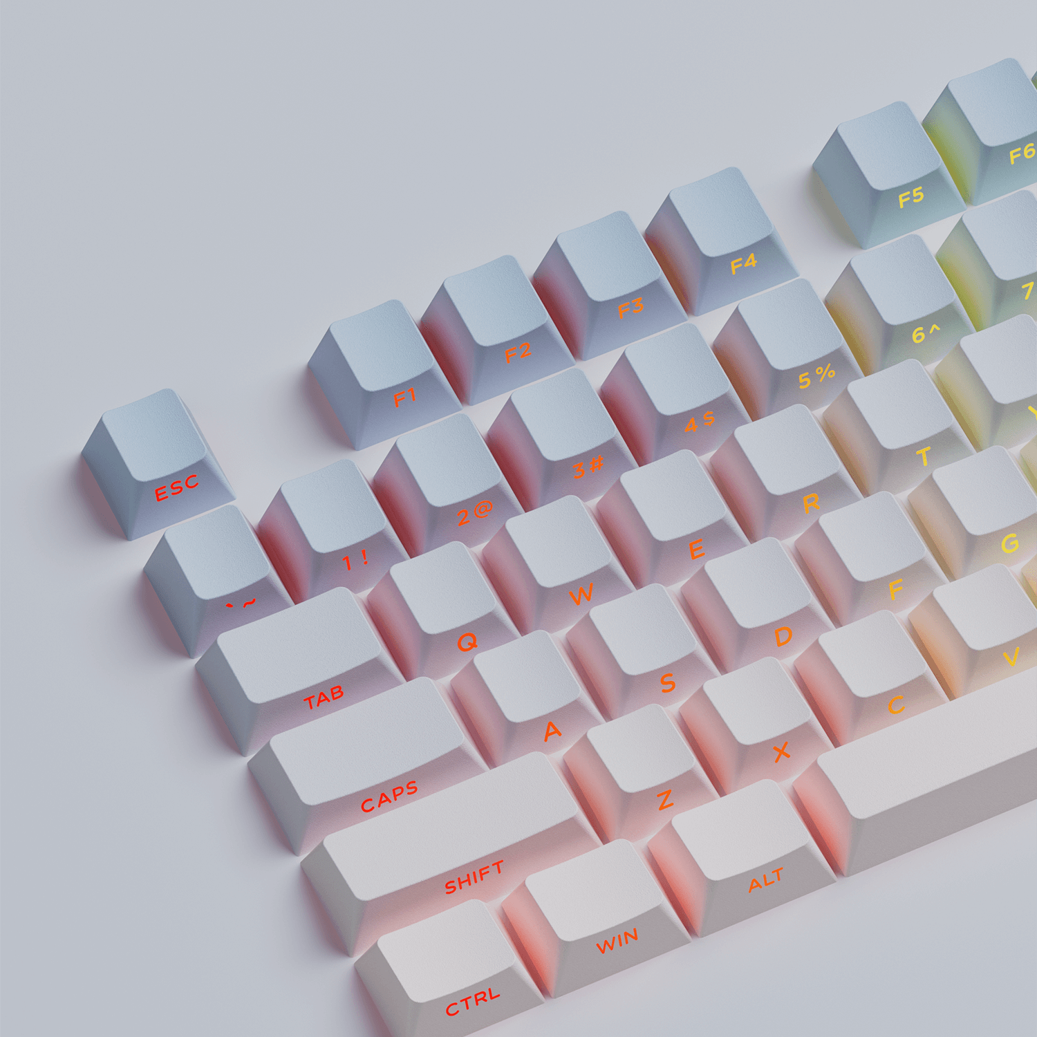 Veekos Blue Gradient Keycap Set Shine Through Side Printed Legends