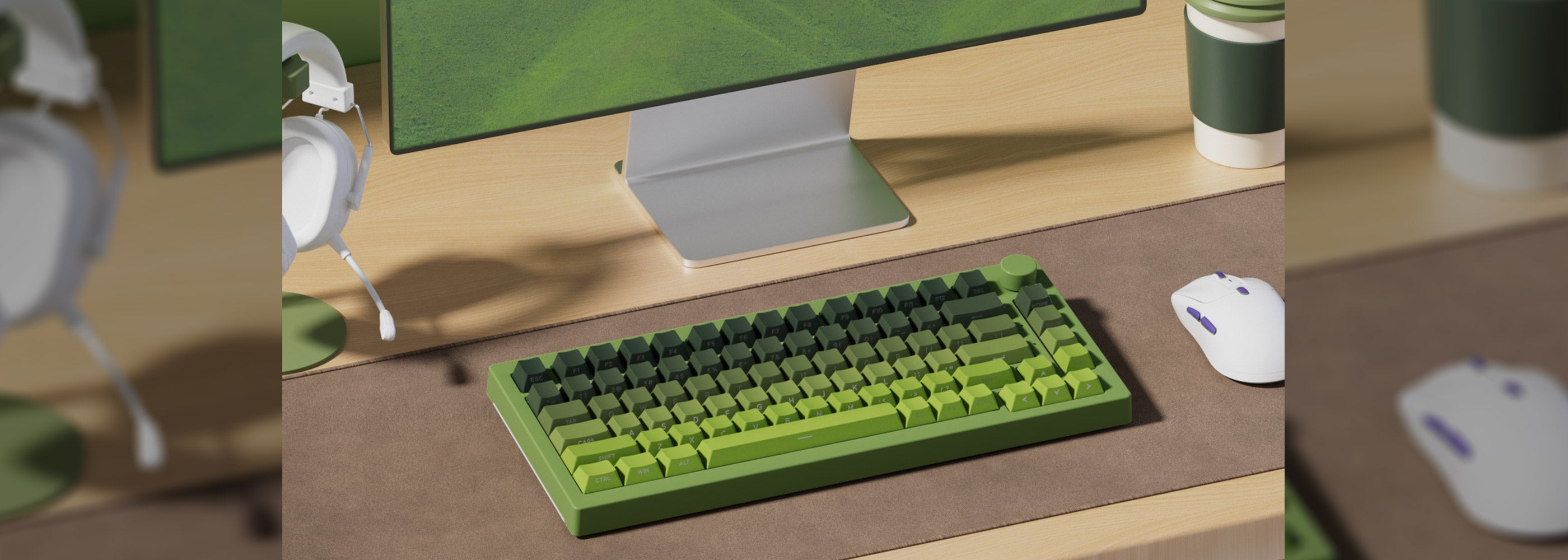 Veekos Forest Gradient Keycap Set Install on the Keyboard