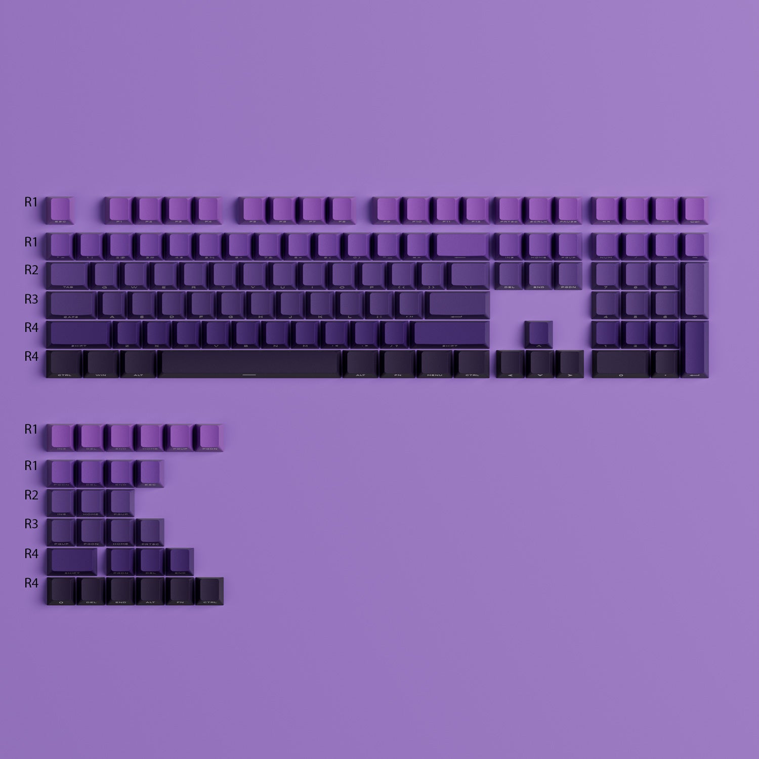 Purple Gradient Keycap Set Row Height