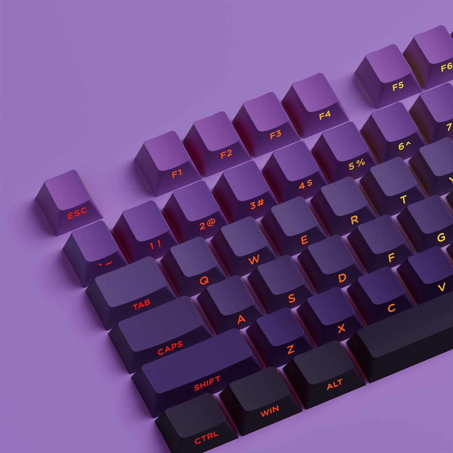 Veekos Purple Gradient Keycap Set Shine Through Side Printed Keycaps