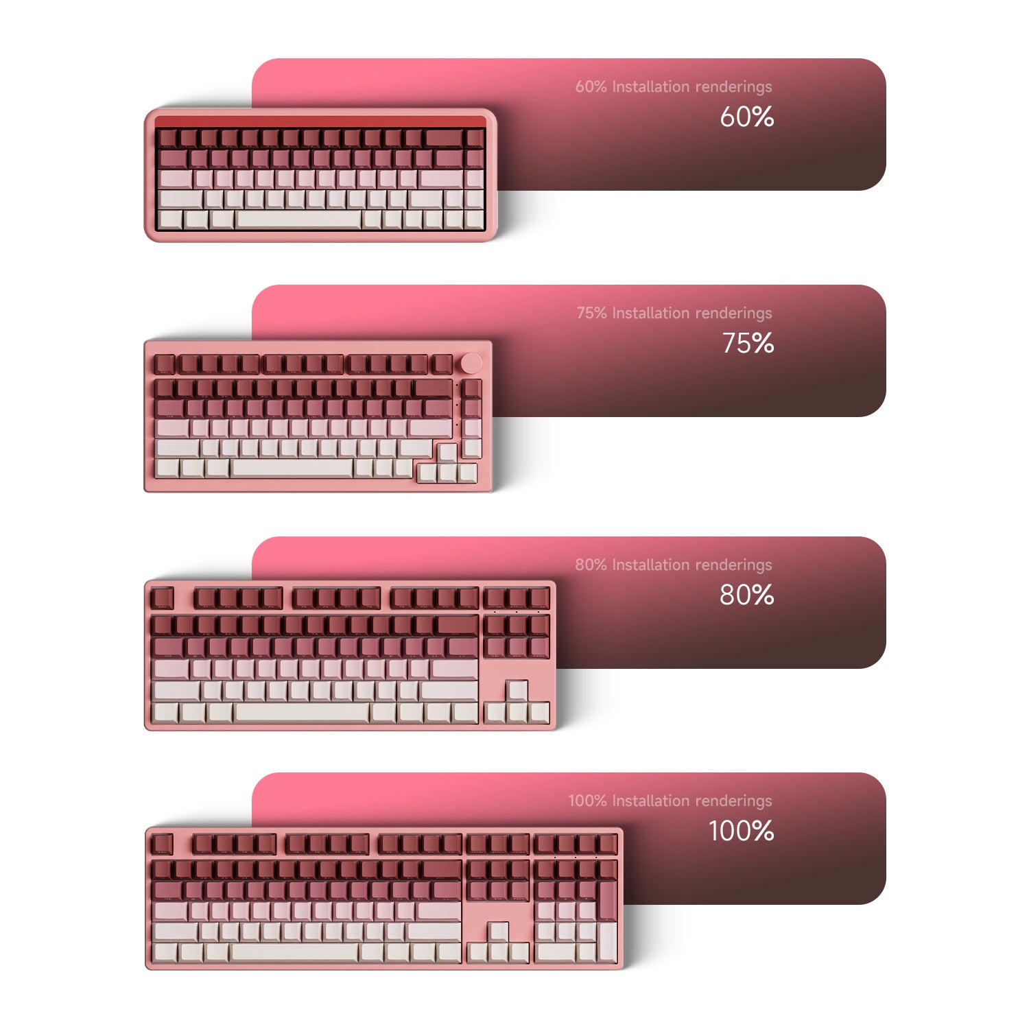 Rose Latte Gradient Keycap Set Wide Layout Compatibility