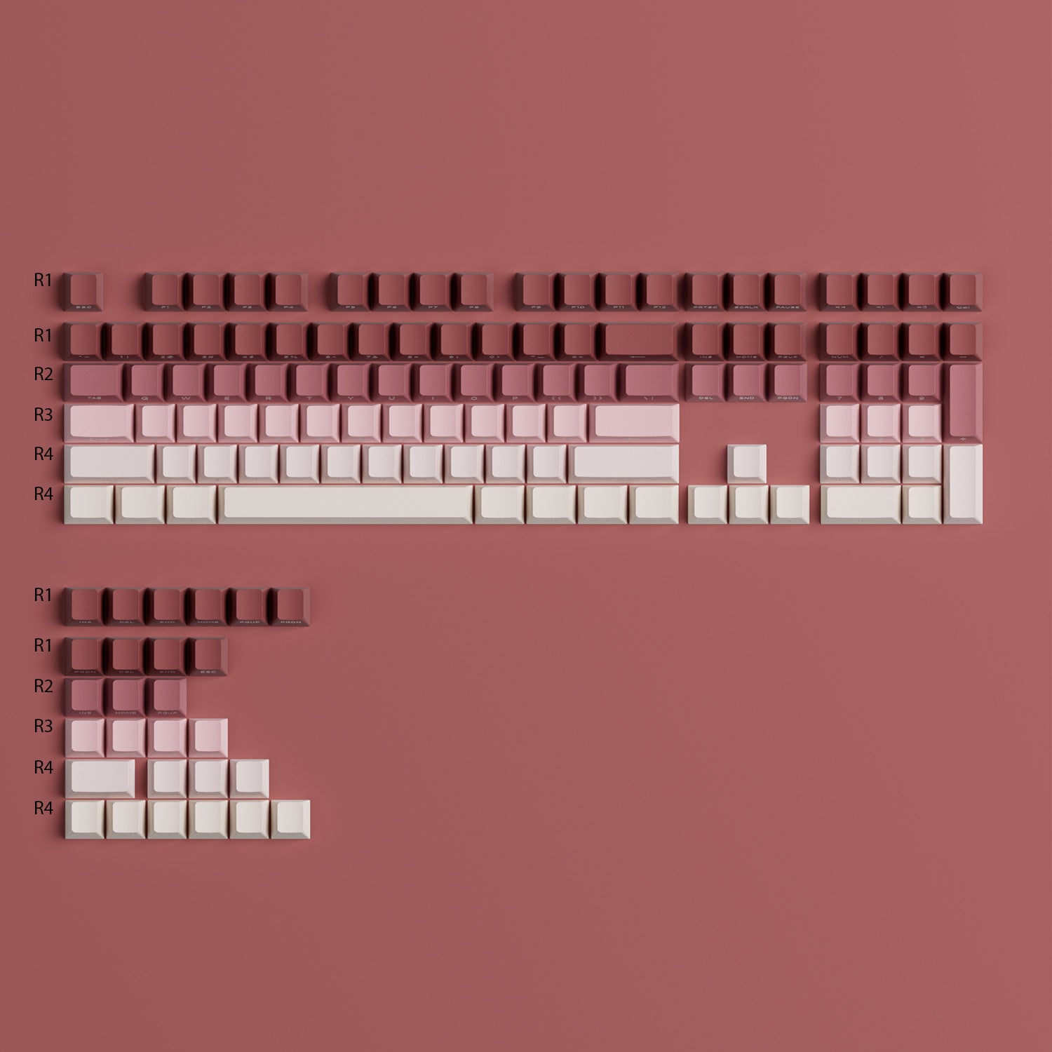 Rose Latte Gradient Keycap Set Row Height