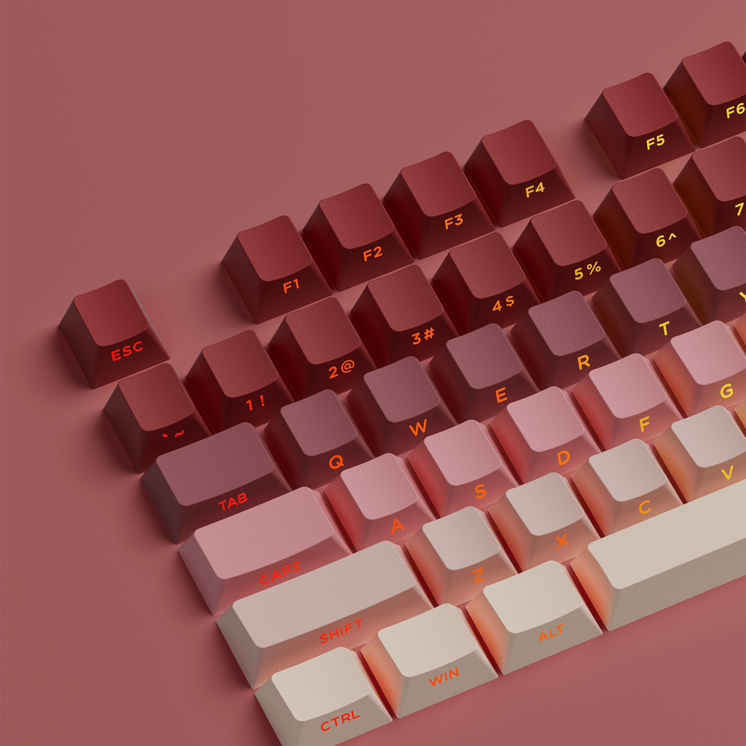 Rose Latte Gradient Keycap Set Shine Through Side Printed