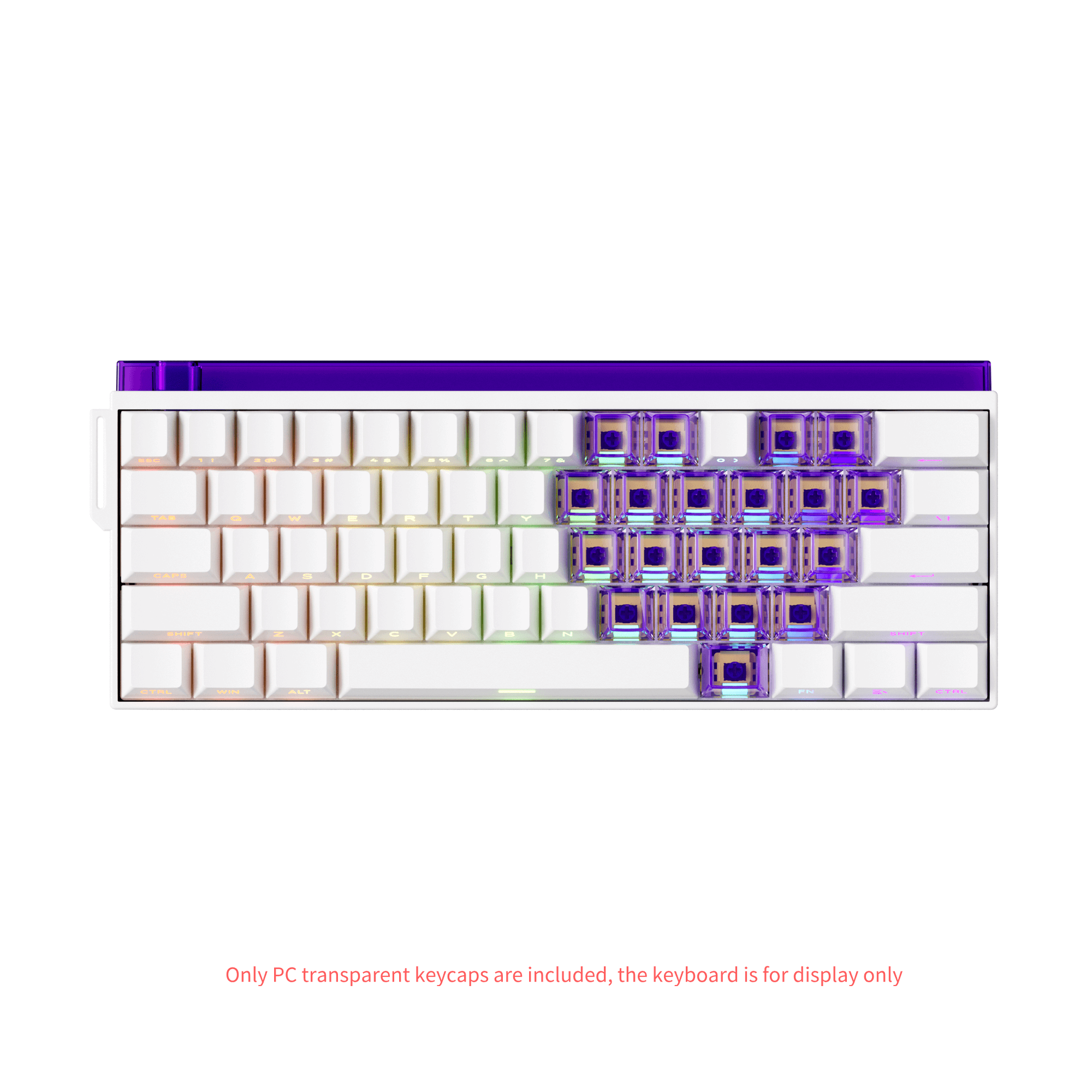 Veekos purple love keycaps install on the keyboard