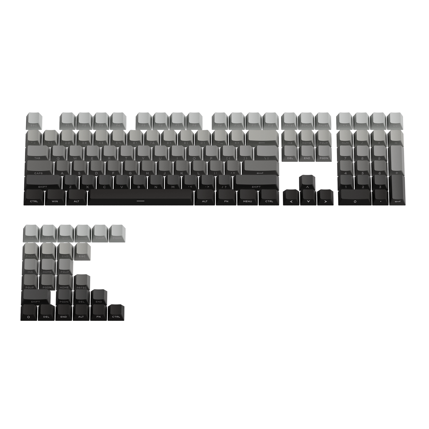 Black Gradient Keycap Set (135-Key) Front View