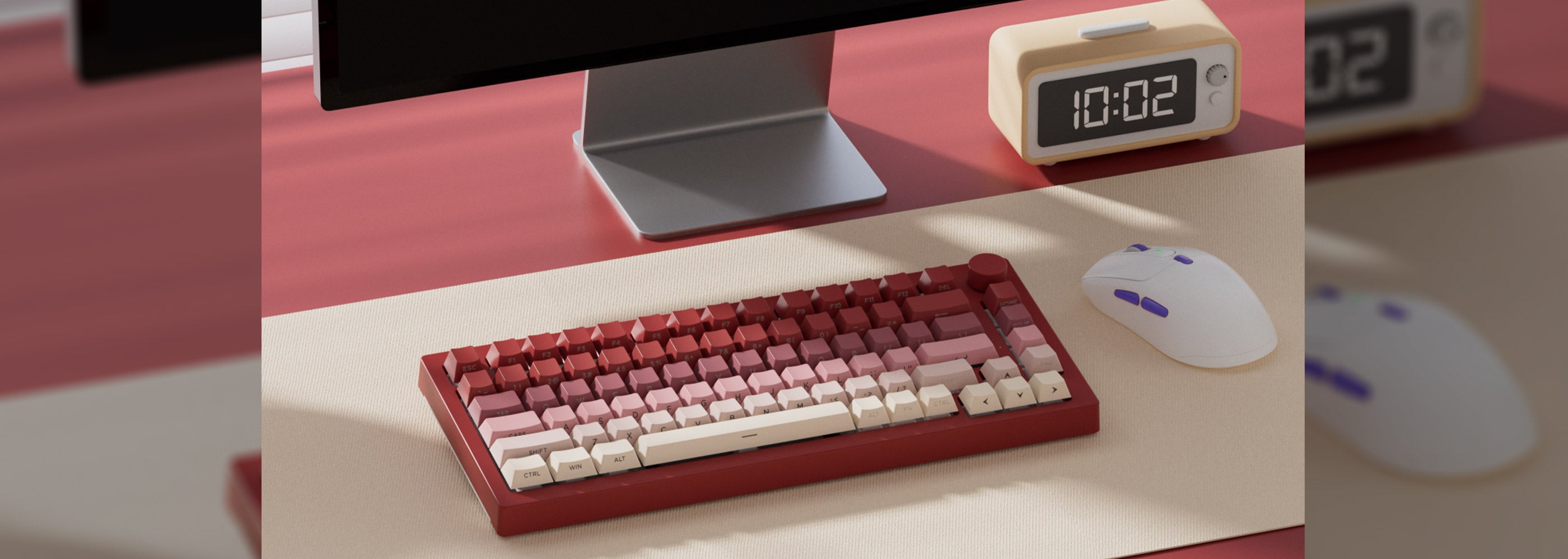 Rose Latte Gradient Keycap Set Install on the Keyboard